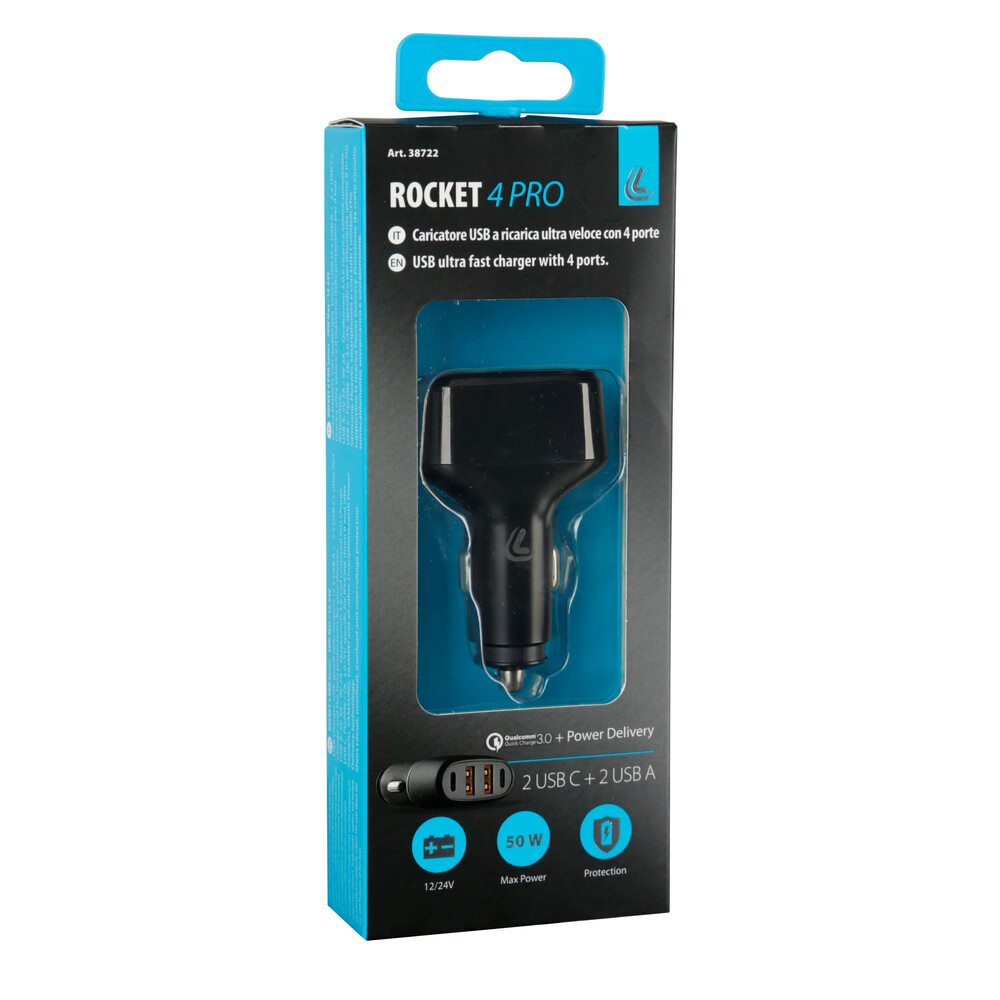 ΦΟΡΤΙΣΤΗΣ ΑΝΑΠΤΗΡΑ 12/24V MAX 50W ΜΕ 2 ΘΥΡΕΣ USB A & 2 ΘΥΡΕΣ USB C FAST CHARGE ΜΑΥΡΟΣ ROCKET 4 PRO LAMPA - 1 TEM. - Image 4