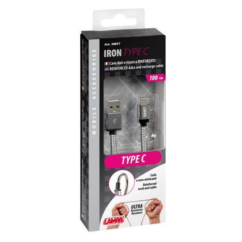 ΚΑΛΩΔΙΟ USB ΦΟΡΤΙΣΗΣ ΚΑΙ ΣΥΓΧΡΟΝΙΣΜΟΥ IRON SILVER LINE - TYPE C (100 cm) - Image 2