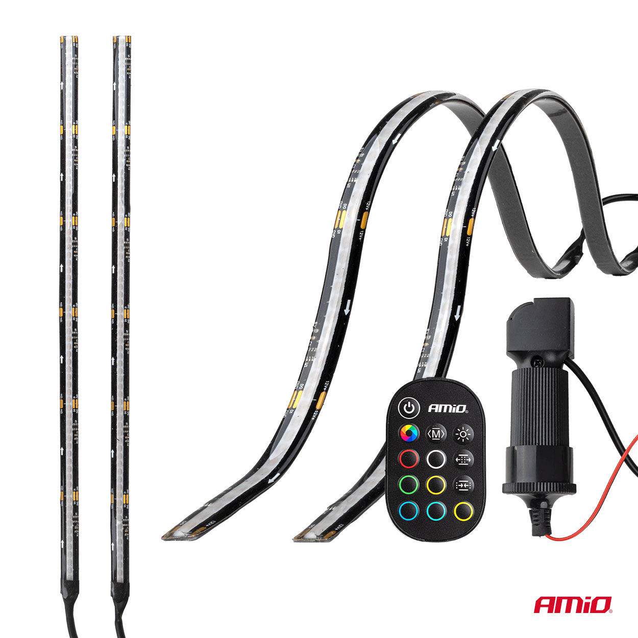 Amio – Ταινία LED RGB 12V 2x30cm Flexible με Τηλεχειριστήριο για Πολύχρωμο Εσωτερικό Φωτισμό & Easy Control – Σετ 2 Τεμ. (04579/AM) - Image 6