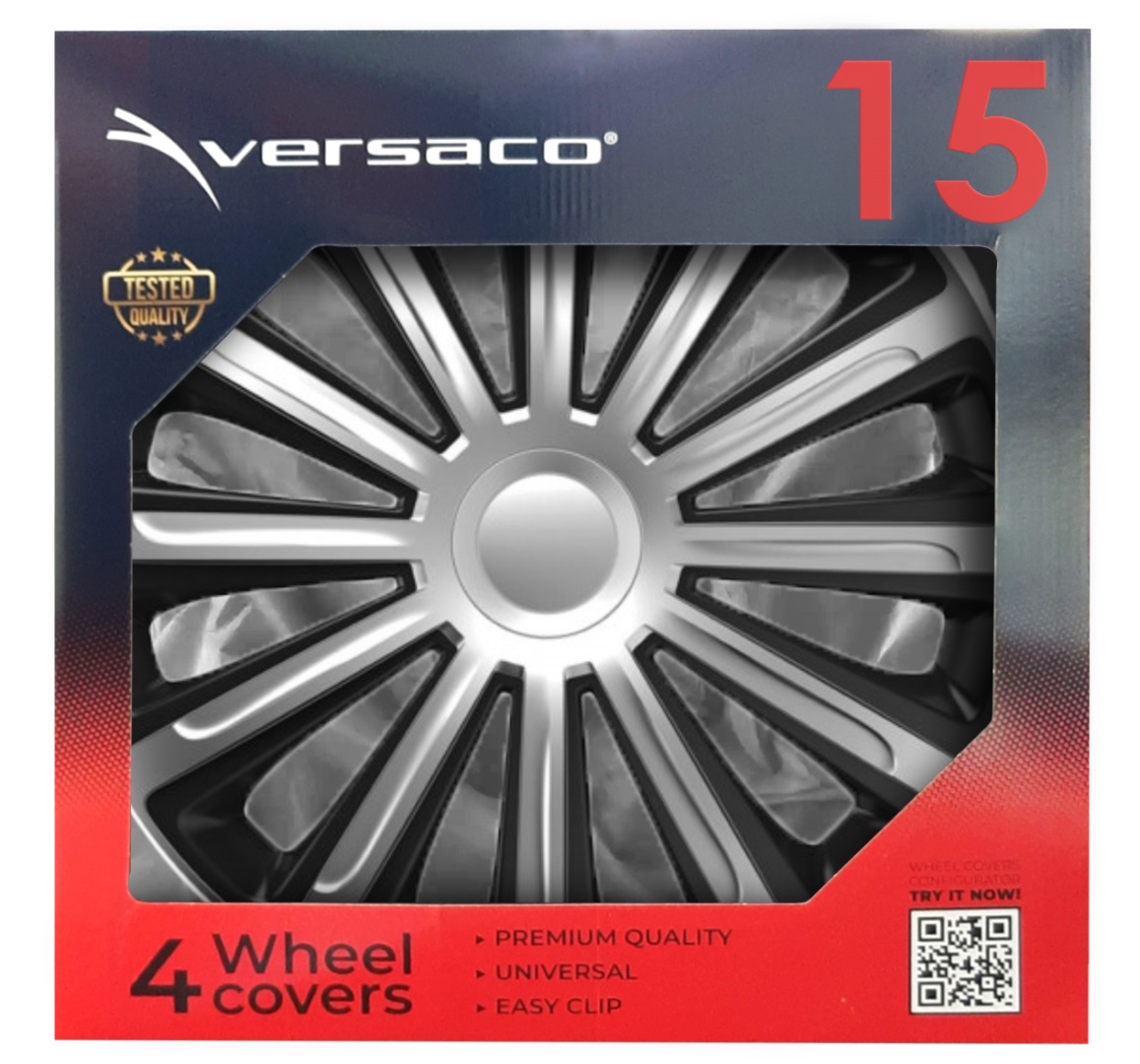 Amio - ΤΑΣΙΑ 15" HUBCAP TREND SILVER BLACK - - ΣΕΤ 4ΤΕΜ ΣΕ KOYTI (6841/AM) - Image 2