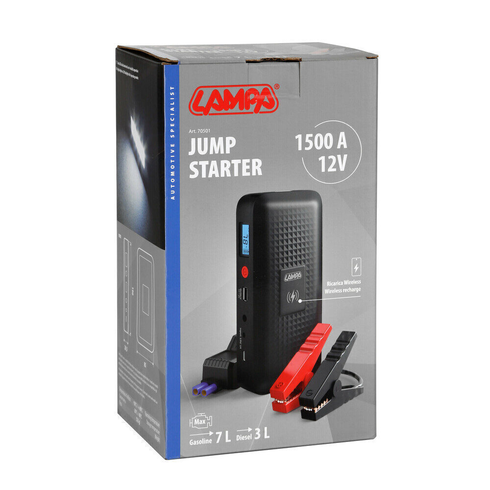 Lampa – Εκκινητής Μπαταρίας και Powerbank 12V 12000mAh με Ασύρματη Φόρτιση, για άμεση εκκίνηση ισχυρών κινητήρων – 1 Τεμ. (L7050.1) - Image 9