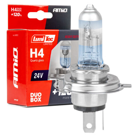Amio – Σετ Λαμπτήρες Αλογόνου H4 24V 75/70W LumiTec LIMITED +120% P43t για Φορτηγά & Λεωφορεία
