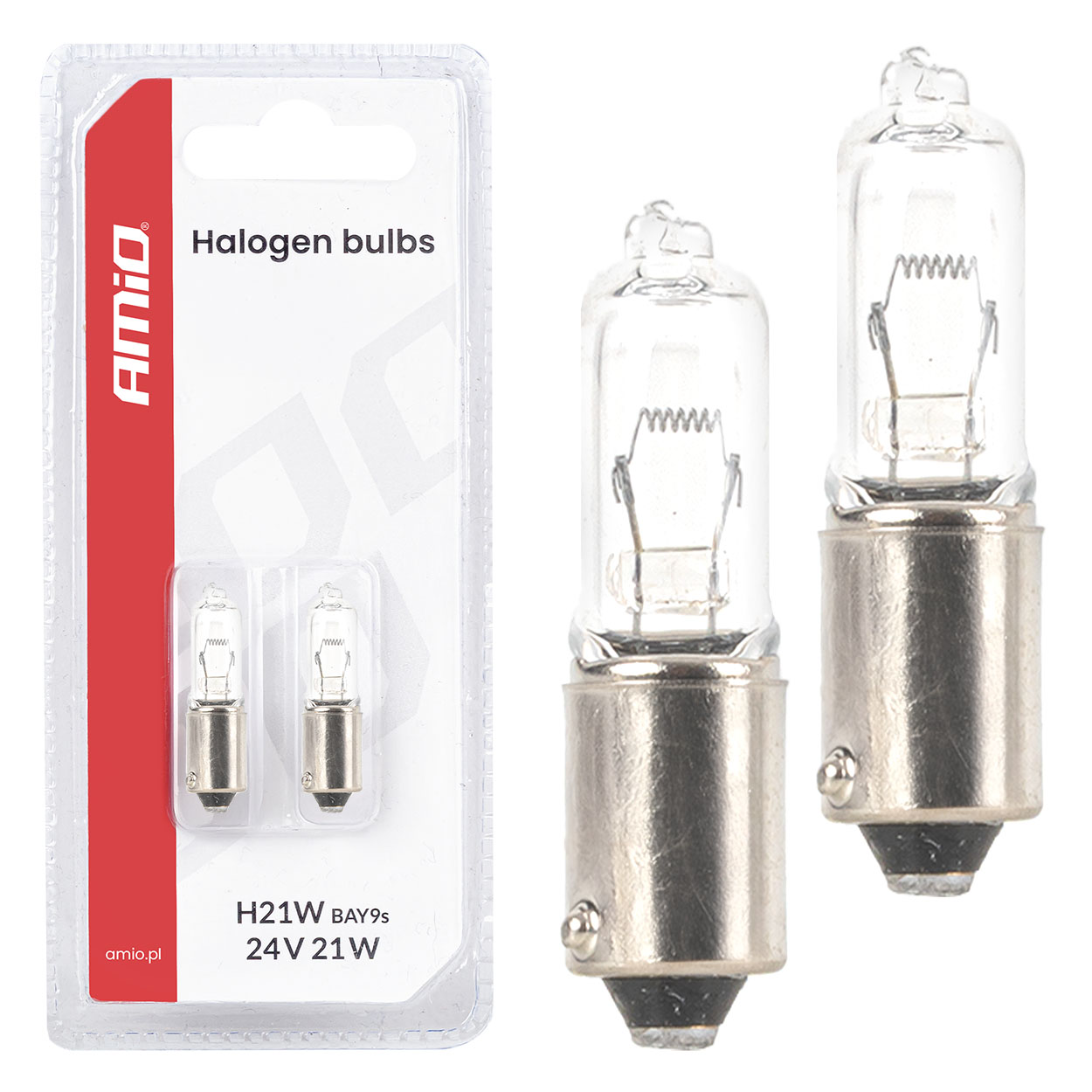 Amio – Λαμπτήρας Αλογόνου H21W 24V 21W BAY9S για Φορτηγά & Λεωφορεία