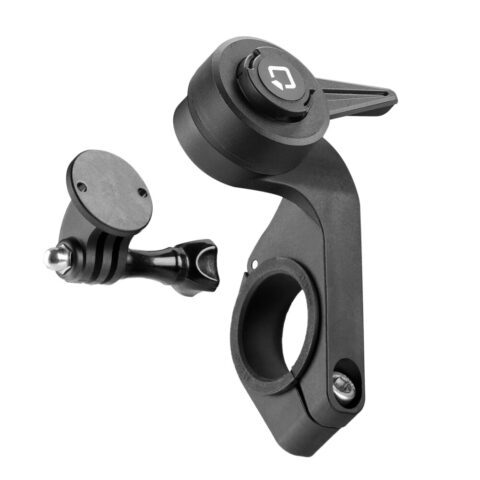 Διπλή Βάση Στήριξης Κινητού και Action Camera Out Front της σειράς Titan Optiline για Τιμόνι Μηχανής ή Ποδηλάτου με διάμετρο από 22 mm έως 35 mm με 3D αντικραδασμικό σύστημα dampener και σύστημα Duolock 2.0
