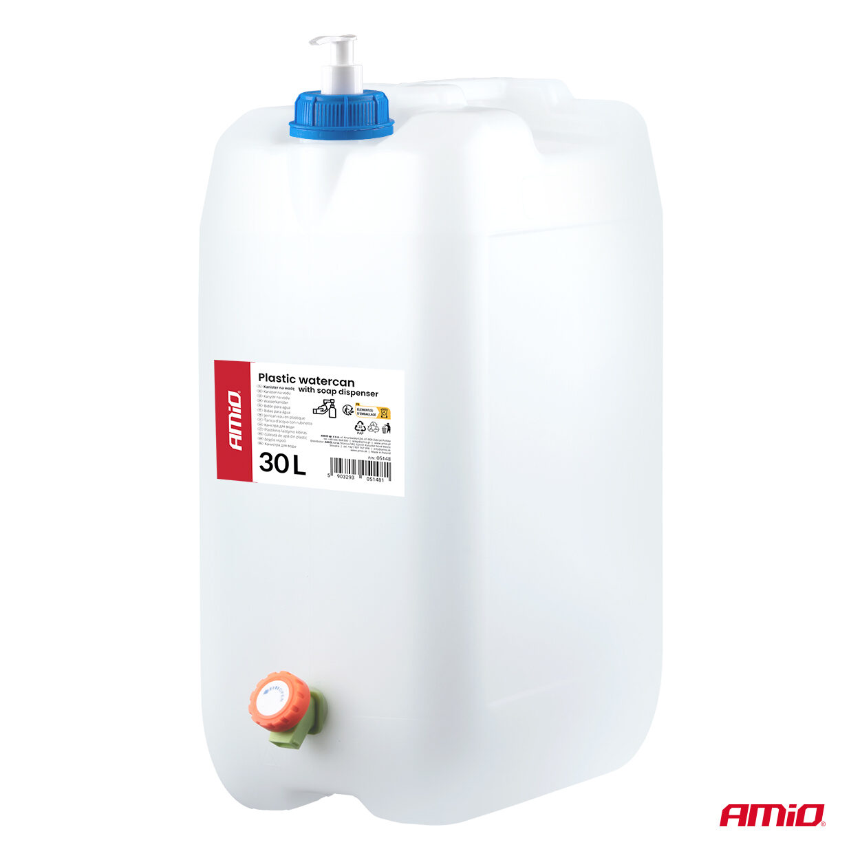 Amio – Πλαστικό Μπετόνι Νερού 30L με Βρύση και Θήκη Σαπουνιού, εξασφαλίζει άμεση πρόσβαση σε νερό και υγιεινή παντού – 1 Τεμ. (05148/AM) - Image 6