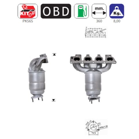ΚΑΤΑΛΥΤΗΣ ΒΕΝΖΙΝΗΣ OPEL ASTRA G 1.6 2000-2004 / CORSA C 1.4 / MERIVA 1.6 2003+ / VECTRA 1.6 1999-2002 /ZAFIRA 1.6 1999+