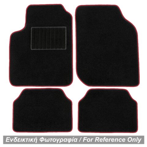 ΠΑΤΑΚΙΑ ΜΟΚΕΤΑ ΓΙΑ CITROEN C1/PEUGEOT 107 2005-2014 (ΜΑΥΡΟ ΜΕ ΚΟΚΚΙΝΟ ΡΕΛΙ) - 4 ΤΕΜ.
