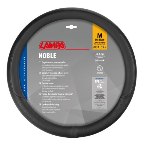 Lampa - Κάλυμμα Τιμονιού NOBLE (M) 37/39cm Μαύρο άοσμο διάτρητο αντιολισθητικό μαλακό Skeentex (πάχος 8