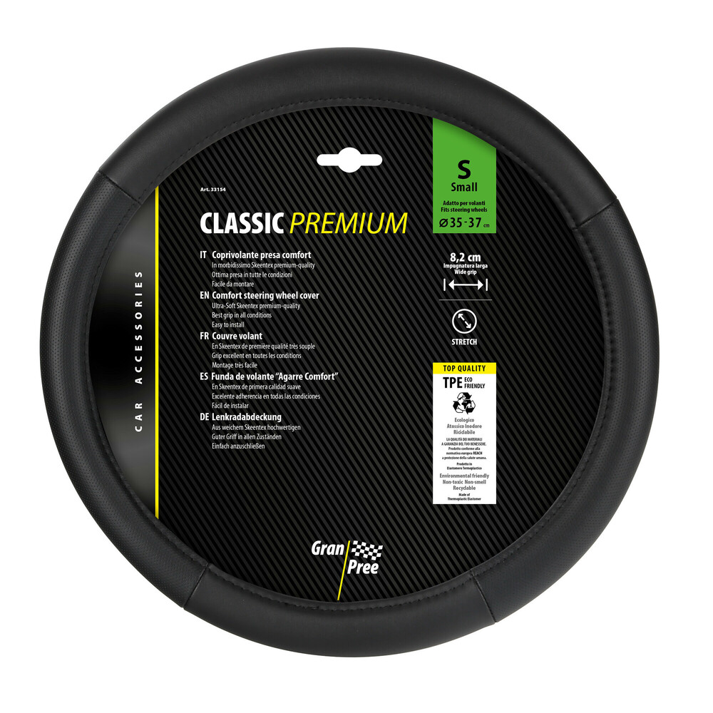 Lampa Κάλυμμα Τιμονιού Αυτοκινήτου Classic Premium 35/37εκ. Άοσμο με διάτρητες λαβές Ultra soft Skeentex Μαύρο με Μαύρη Ραφή 1-τεμ. (L3315.4) - Image 4