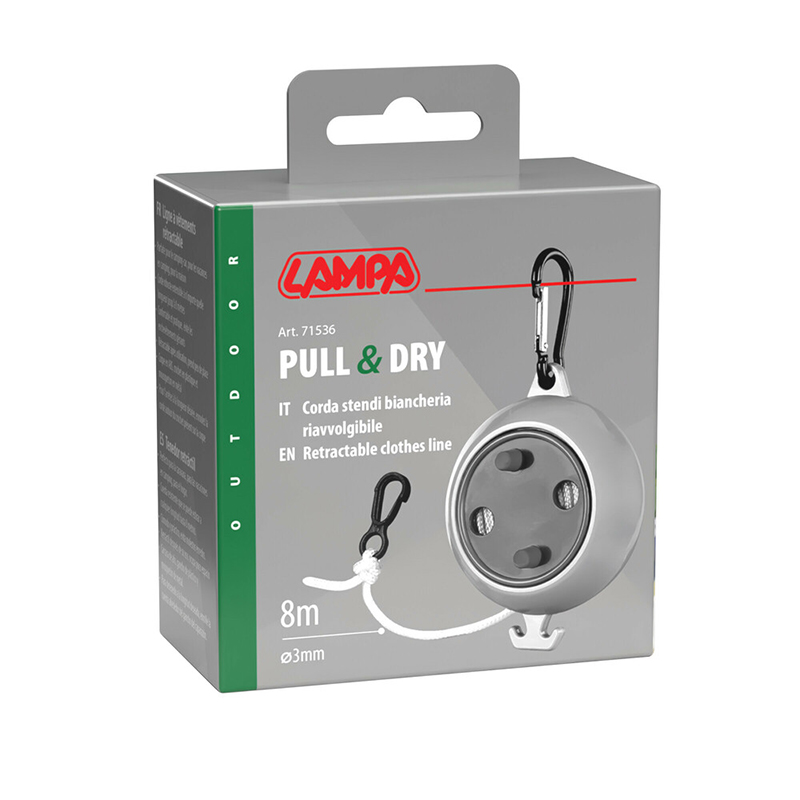 Lampa - Σχοινί Απλώματος Ρούχων Πτυσσόμενο Pull & Dry Πάχους 3 mm και Μήκους 8 m με Γάντζο και Καραμπίνερ - 1 Τεμ. (L7153.6) - Image 3