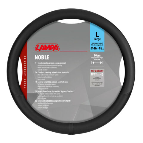 Lampa - Κάλυμμα Τιμονιού Φορτηγού NOBLE από Skeentex L 46-48εκ. Άοσμο Μαλακό αντιολισθητικό εύκολη τοποθέτηση φαρδιά λαβή 10εκ. Μαύρο - 1 τεμ. (L9708.2)