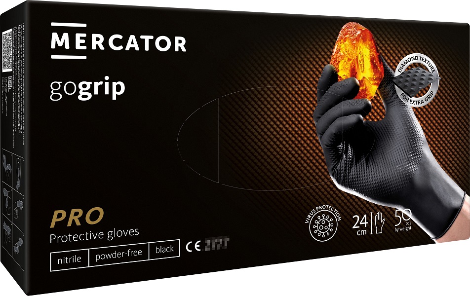 Amio - ΓΑΝΤΙΑ ΝΙΤΡΙΛΙΟΥ MERCATOR GOGRIP ΣΕ ΜΑΥΡΟ ΧΡΩΜΑ LARGE (L) - 50 ΤΕΜ. (MER20311/AM)