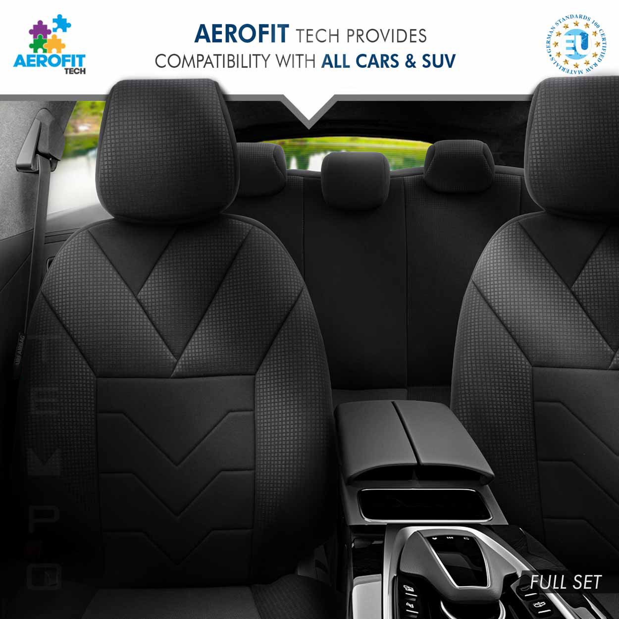 Amio - Καλύμματα Καθισμάτων OTOM Ruby 1202 Grey/Black σε Μαύρο/Σκούρο Γκρι Λινό και Δερματίνη για Μπροστινά και Πίσω Καθίσματα με 5 Προσκέφαλα - 1 σετ. (OT77345/AM) - Image 2