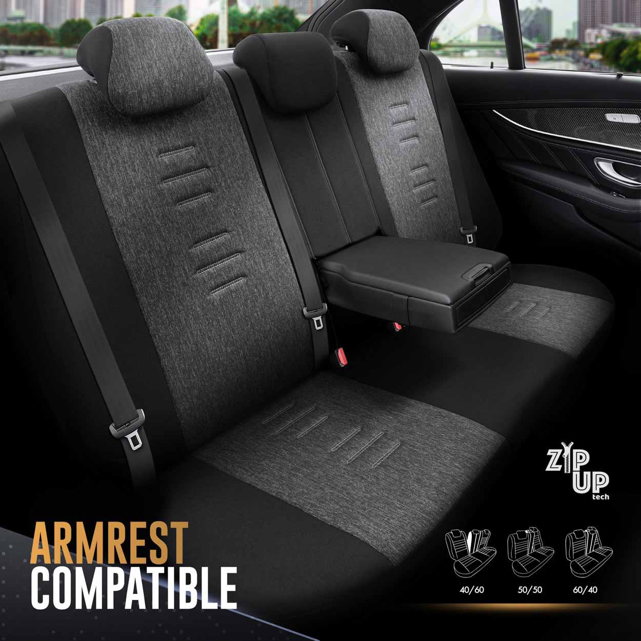 Amio - Καλύμματα Καθισμάτων OTOM Throne 102 Smoked σε Μαύρο/Γκρι Λινό και Δερματίνη για Μπροστινά και Πίσω Καθίσματα με 5 Προσκέφαλα - 1 σετ. (OT86755/AM) - Image 6