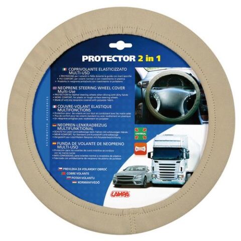 Lampa Κάλυμμα Τιμονιού Αυτοκινήτου Protector 2in1 με Διάμετρο 34-45εκ. Neopren & Polyester Μπεζ Ελαστικό 1-τεμ. (L3314.8)