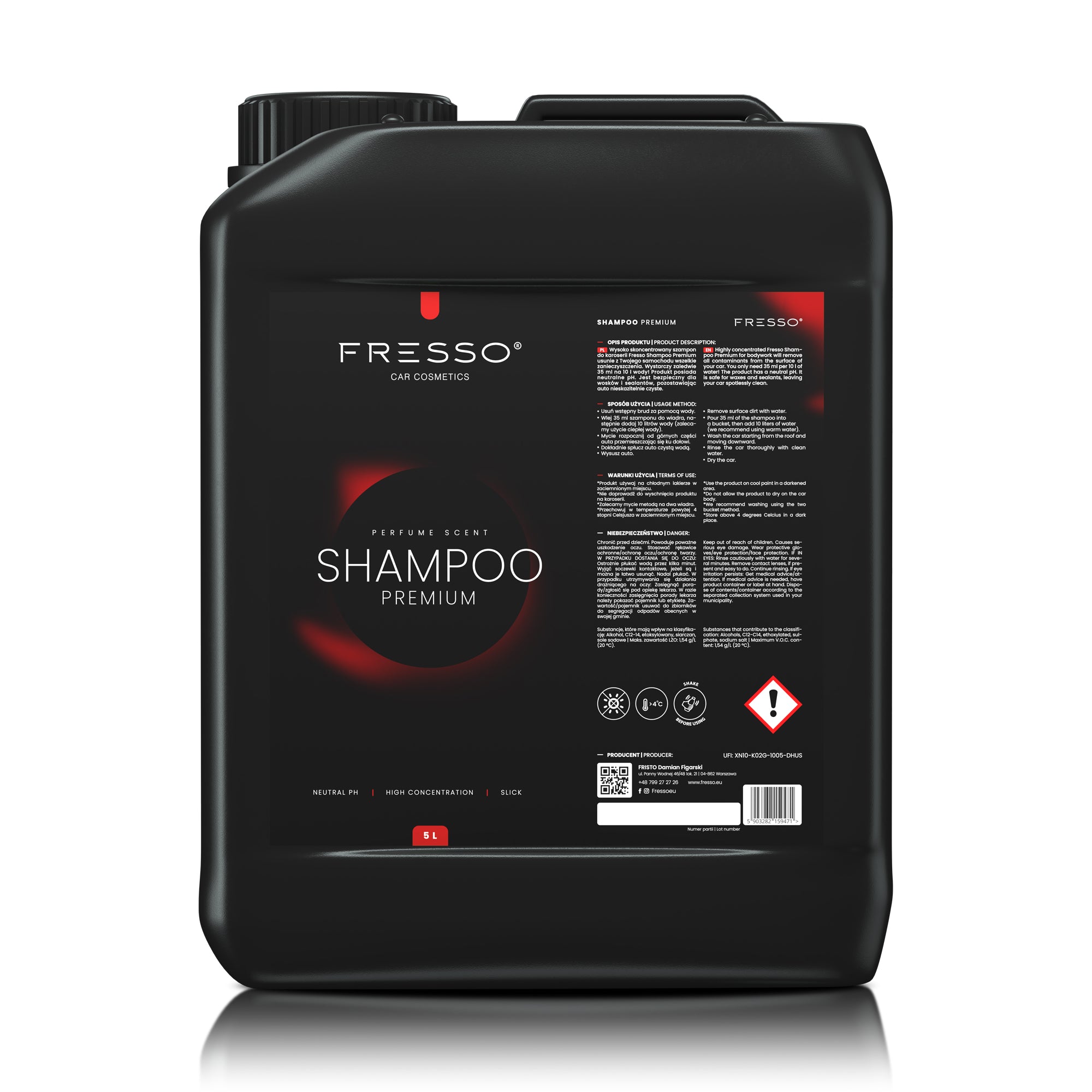 Fresso - Συμπυκνωμένο Σαμπουάν Αυτοκινήτου Premium 5 L με Ουδέτερο pH