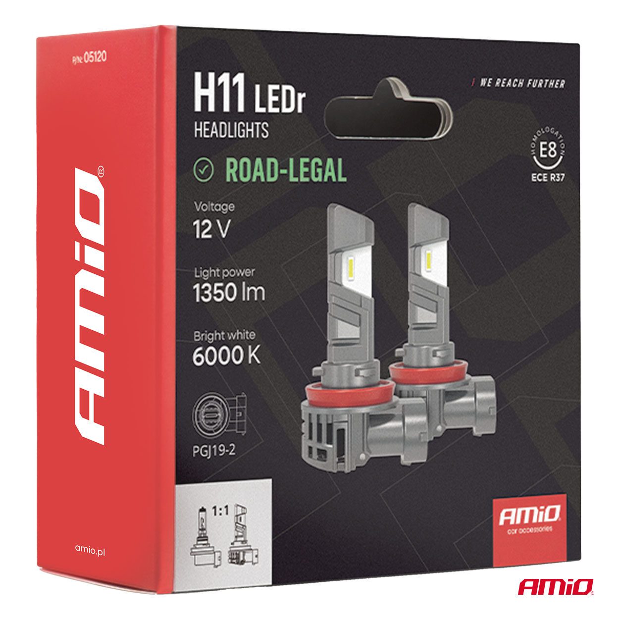 Amio – Λαμπτήρες Leds H11 18W 2700lm 6000K 9-18V με Έγκριση Τύπου R37 E-Mark Plug & Play FAN, προσφέρουν ψυχρό λευκό φως και νόμιμη οδήγηση – 2 Τεμ. (05120/AM) - Image 13